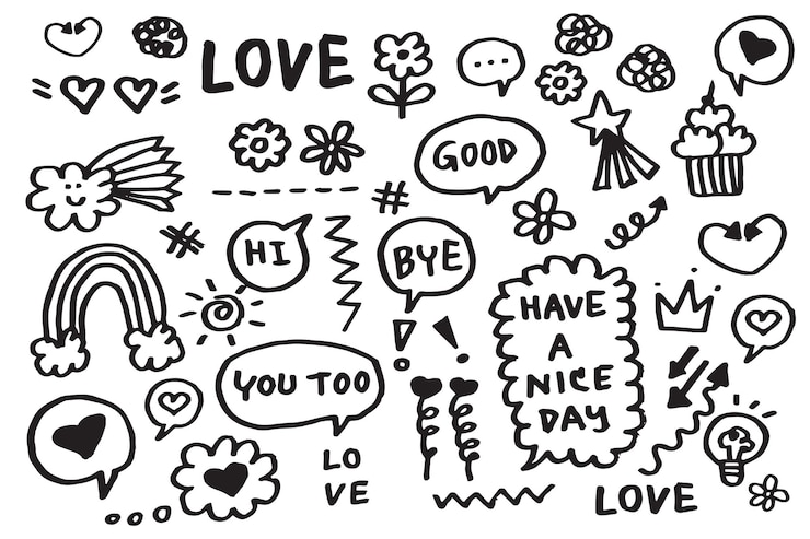 Vettore set di cute element celebration collezione di cartoni animati doodle disegnati a mano