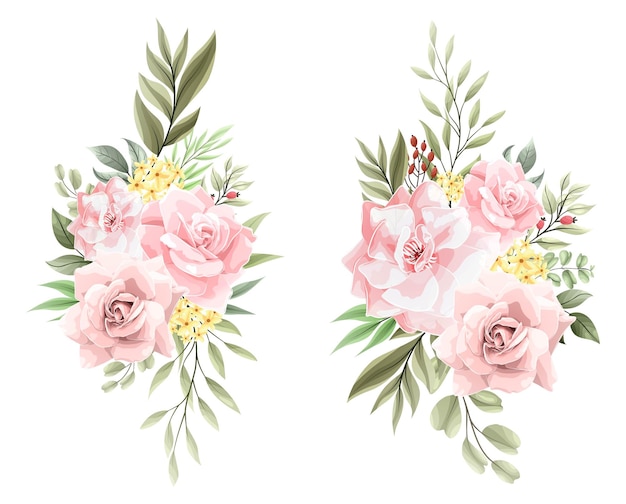 Set Di Decorazione Bouquet Di Fiori Rosa