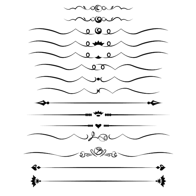 set di delimitatori in bianco e nero per testo, divisori