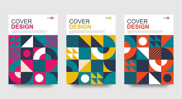 Set di design con copertina geometrica piatta