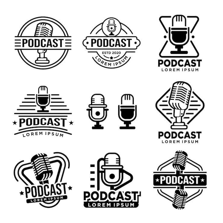 Vettore set di design del logo del podcast