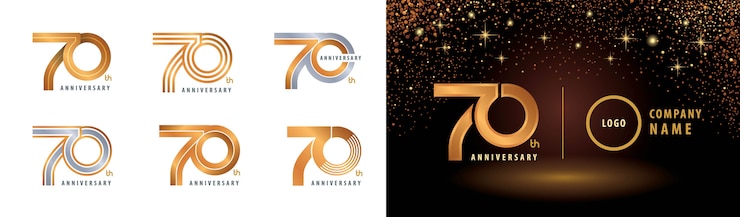 Set di design del logotipo 70 ° anniversario