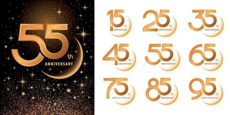 Set di design del logotipo di Logo Anniversary, Celebrate Anniversary Logo border per la celebrazione