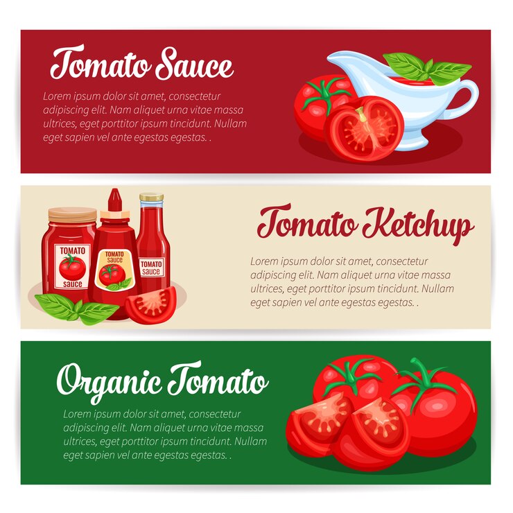 Vettore set di design di salsa di pomodoro di banner.