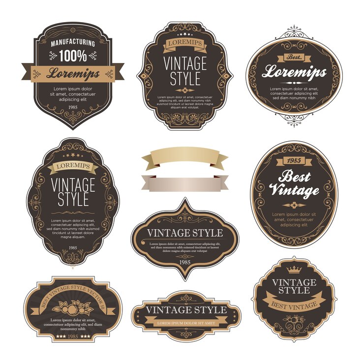 Vettore set di design etichetta bottiglia d&#39;epoca
