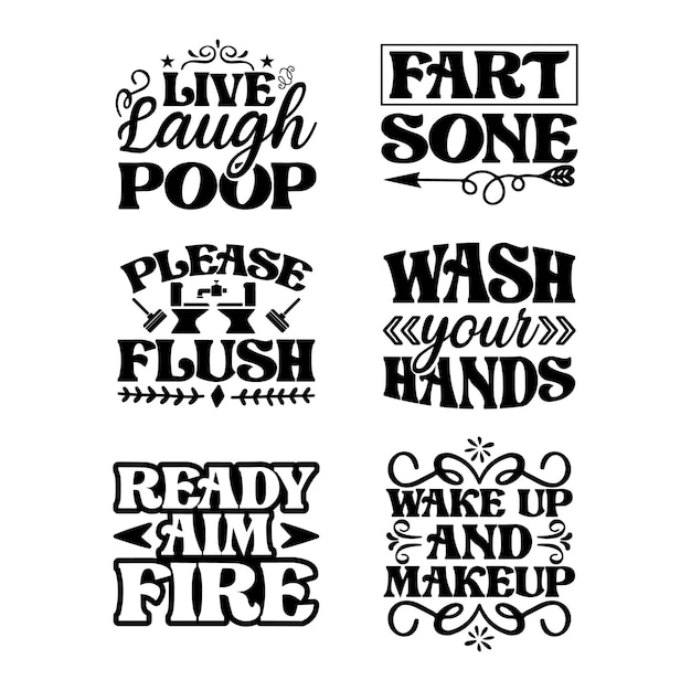 Set di design per t-shirt da bagno, collezione di lettere per il bagno vettoriali gratis