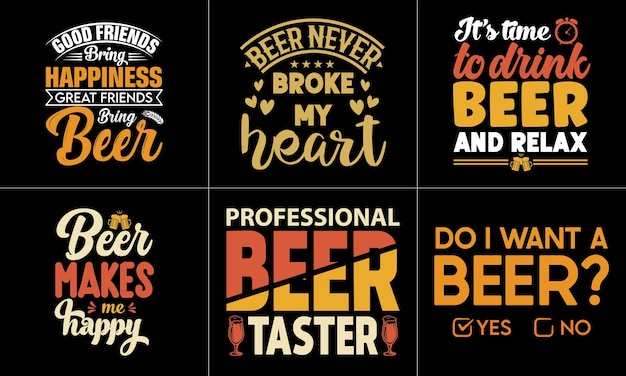 Set di design per tshirt tipografia giornata internazionale della birra