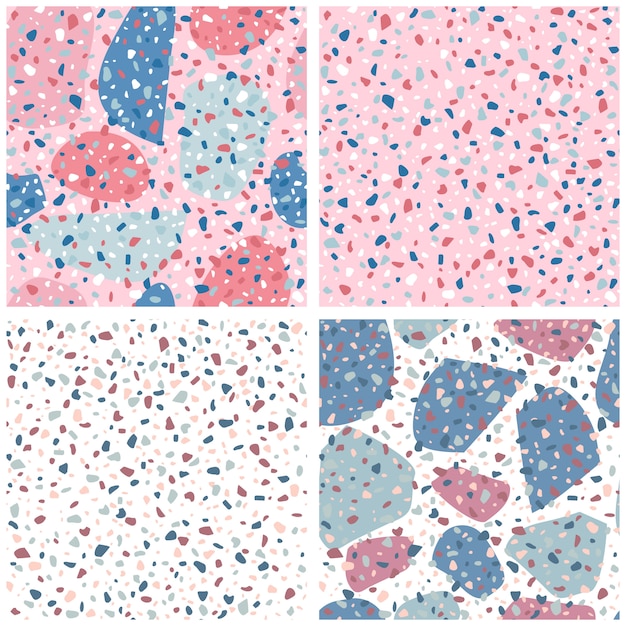 Set di design seamless pattern di Terrazzo.