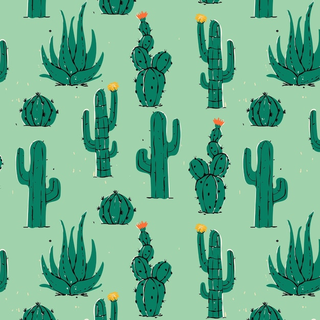 Set di disegni a mano di cactus in stile vintage