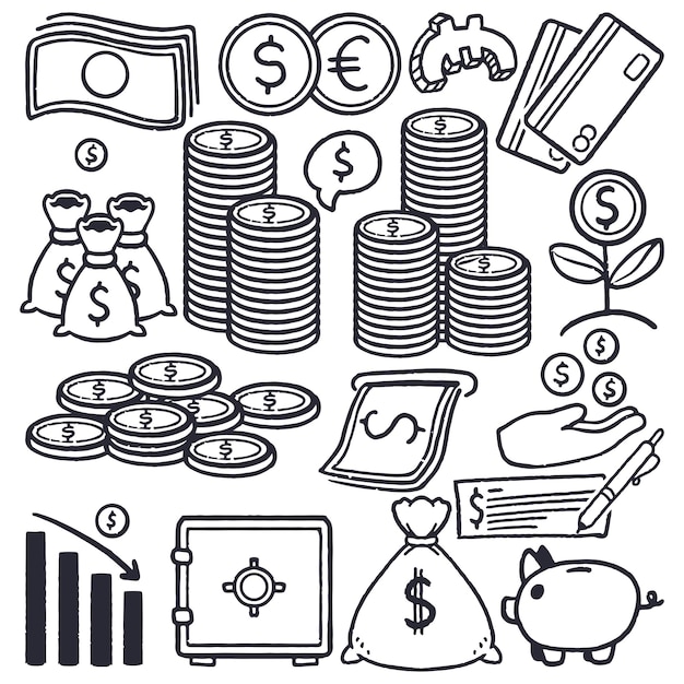 Set di disegni doodle sui concetti finanziari