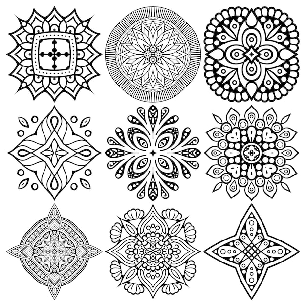 Set di disegno mandala etnico.