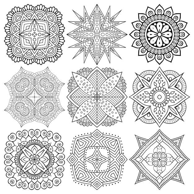 Set di disegno mandala etnico.