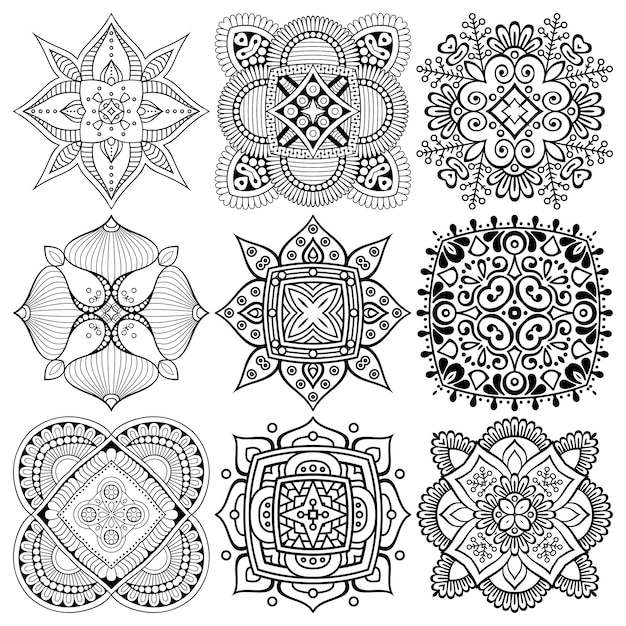 Set di disegno mandala etnico.