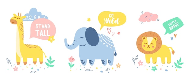Set di divertenti cuccioli di animali