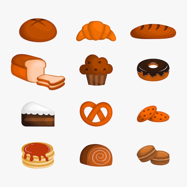 set di dolci da forno per caffè o pasticceria. illustrazione vettoriale.