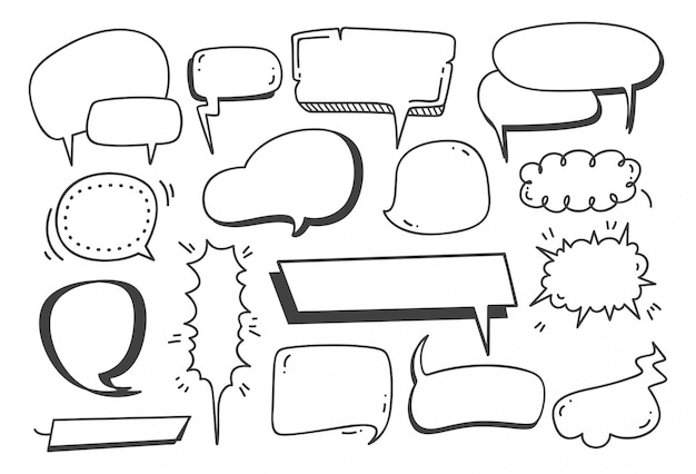 Set di doodle sveglia della bolla di discorso