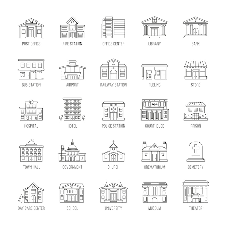 Vettore set di edifici governativi