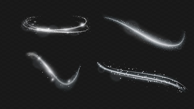 Set di effetto luce flash trasparente vettoriale, lente speciale per la luce solare