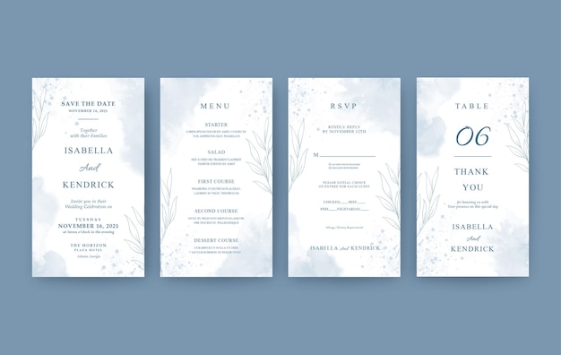 Set di eleganti inviti matrimonio verticale