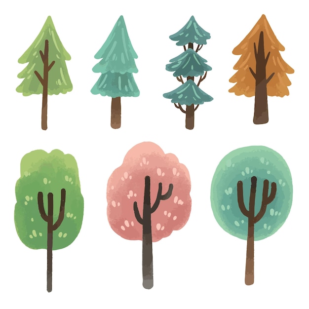 Set di elementi albero carino