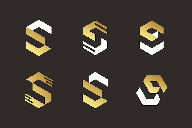 Set di elementi di design del logo lettera S con un'idea creativa unica