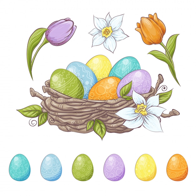 Set di elementi di design di Pasqua.