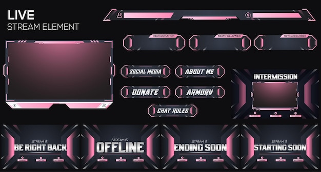 set di elementi di design in live streaming