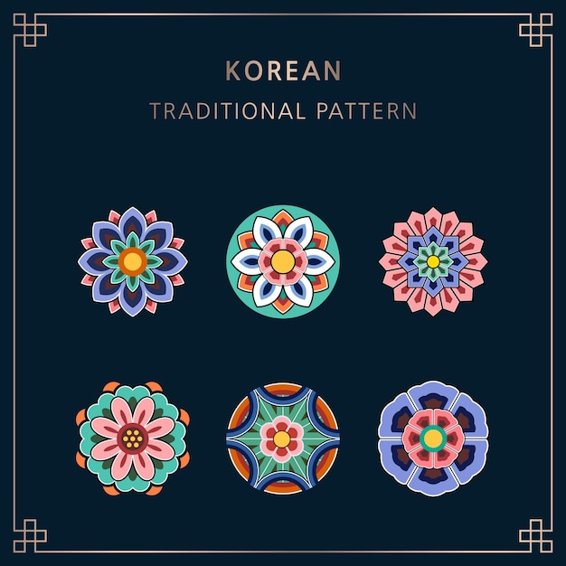 Set di elementi di design o ornamenti tradizionali coreani