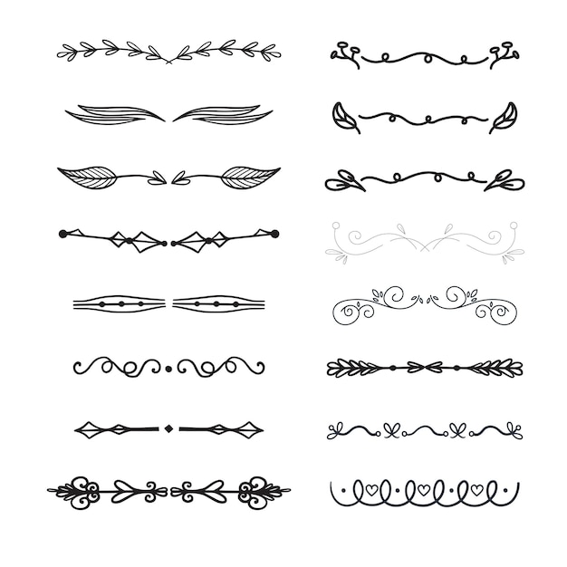 Set di elementi divisori decorativi Collezione di confine Vector