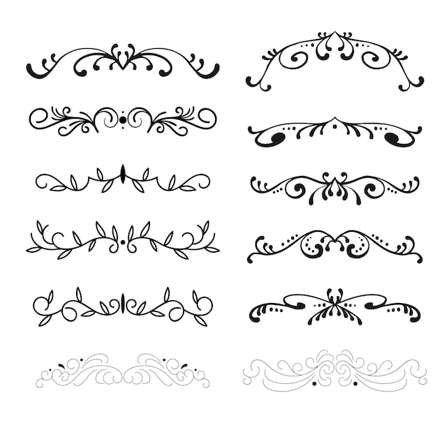 Set di elementi divisori decorativi Collezione floreale di confine Vector