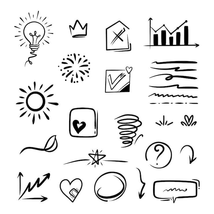 Vettore set di elementi doodle per la progettazione concettuale
