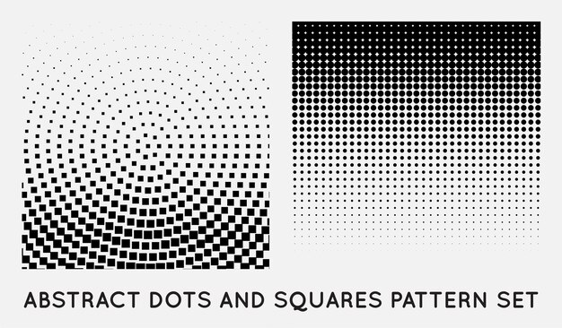 Set di elementi grafici astratti monocromatici con elementi mezzitoni pronti per la prestampa DTP o concetti generici