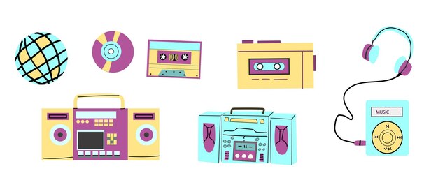 Set di elementi retrò degli anni '90 o elementi retroso degli anni '80 o y2k
