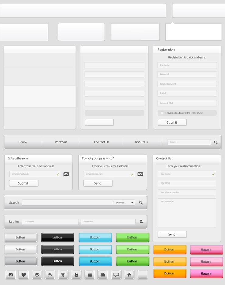 Set di elementi web bianco