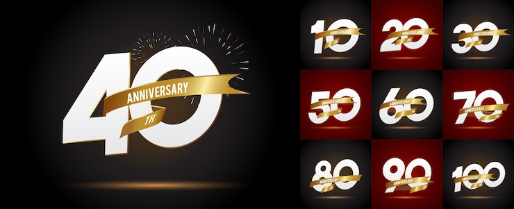 Vettore set di emblemi di anniversario, modello di anniversario