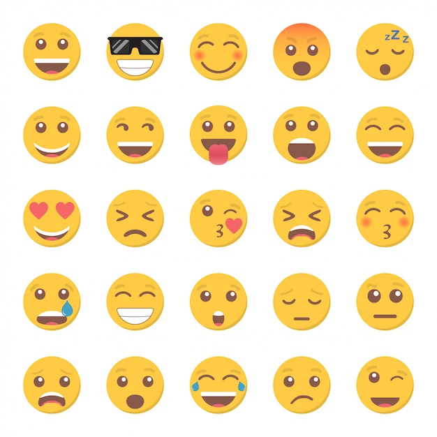 Set di emoticon icona del sorriso in un design piatto