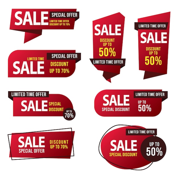 Set di etichette di vendita con sconto