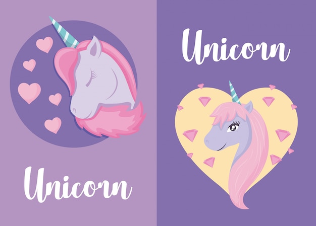 Set di fiaba di unicorni carino