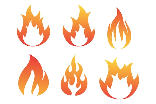 Set di fiamma di fuoco rosso e arancione