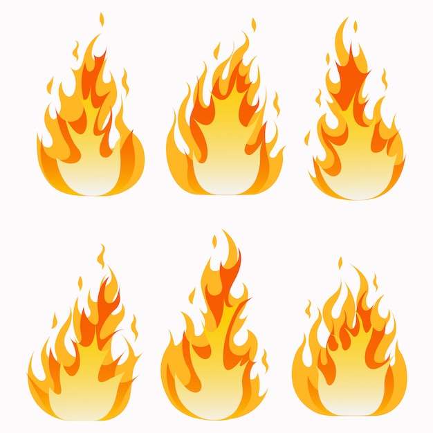 Set di fiamme di fuoco ed effetto luce di linea.
