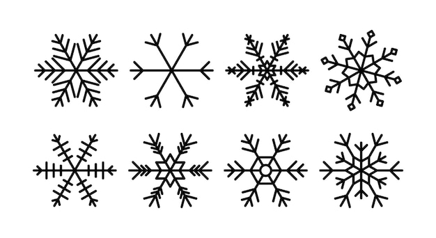 Set di fiocchi di neve Collezione di fiocchi di neve per la decorazione di Natale e Capodanno Icone delle vacanze invernali