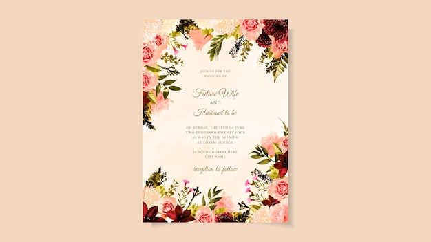 Set di fiori modello di carta alla moda Inviti di nozze floreali ornamento invito