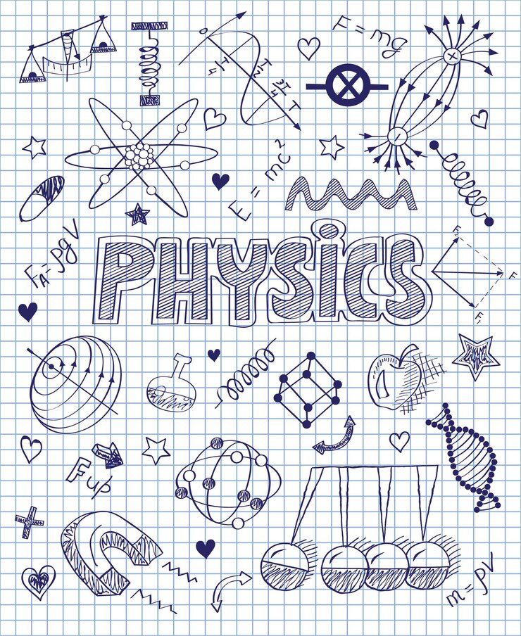 Vettore set di fisica disegnato a mano
