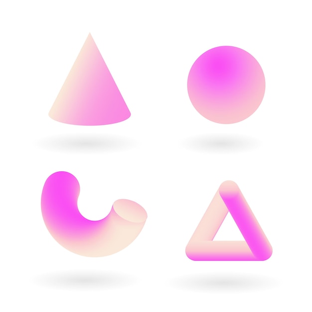 Set di forme 3D geometria rosa. Elementi di design vettoriale per social media e contenuti visivi, web e UI design, poster e collage d'arte, brandin