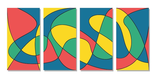Set di forme fluide astratte geometriche colorate sullo sfondo
