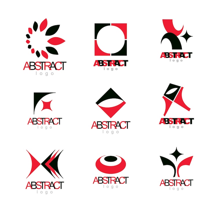 Vettore set di forme geometriche colorate astratte di vettore. loghi o simboli astratti di identità aziendale.