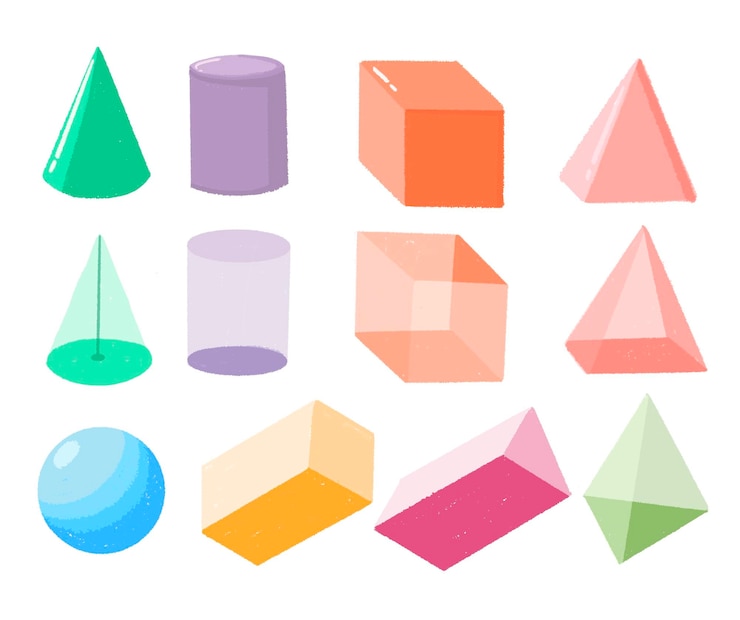 Vettore set di forme geometriche disegnato a mano colorato