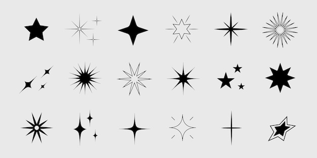 Set di forme stellari Retro scintilla futuristica