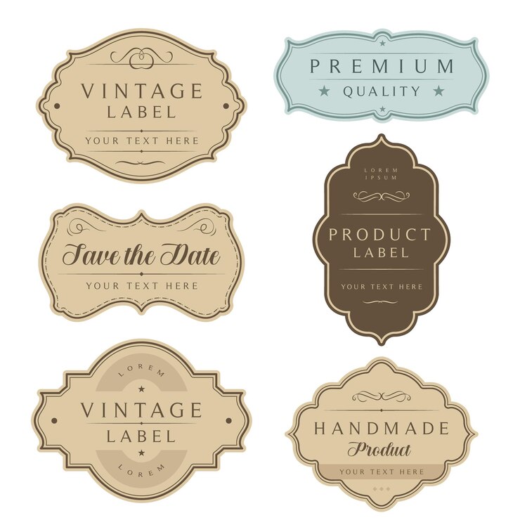 Vettore set di frame vintage etichette e tag