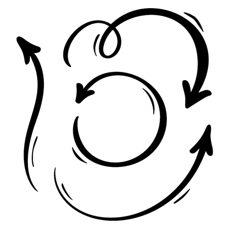 Vettore set di frecce astratte. doodle stile marcatore fatto a mano. illustrazione isolata di schizzo per la nota